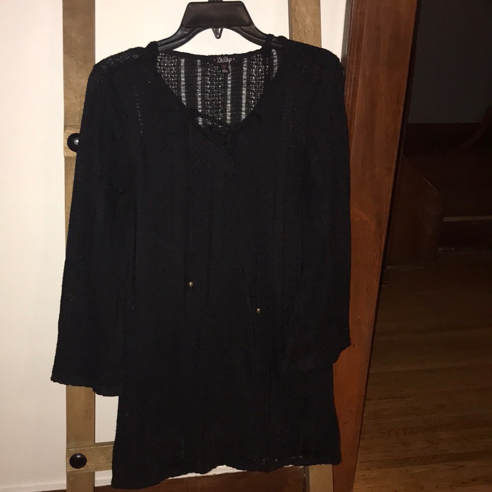 Bebop long sleeve knit mini dress with black slip